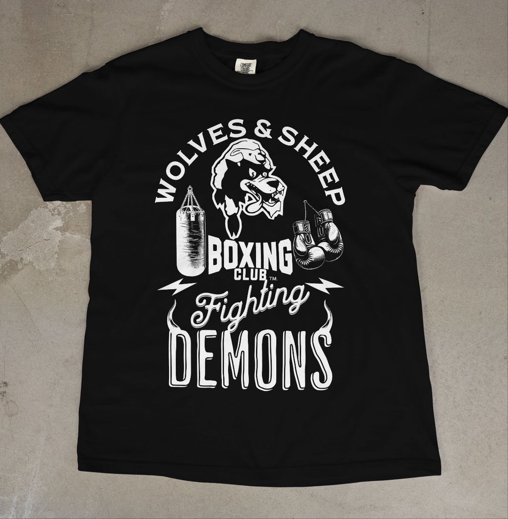 Limited Release: BOXING CLUB FIGHTING DEMONS~

Vintage blackout collab tee