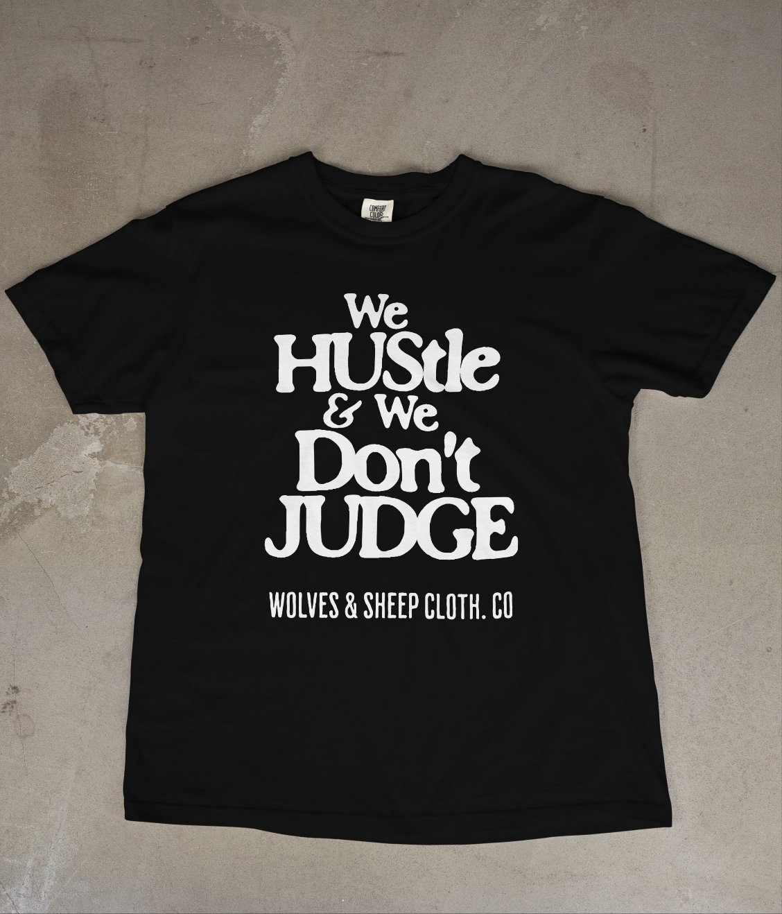 Limited Release: WE HUSTLE & WE DON'T JUDGE~

Vintage blackout collab tee